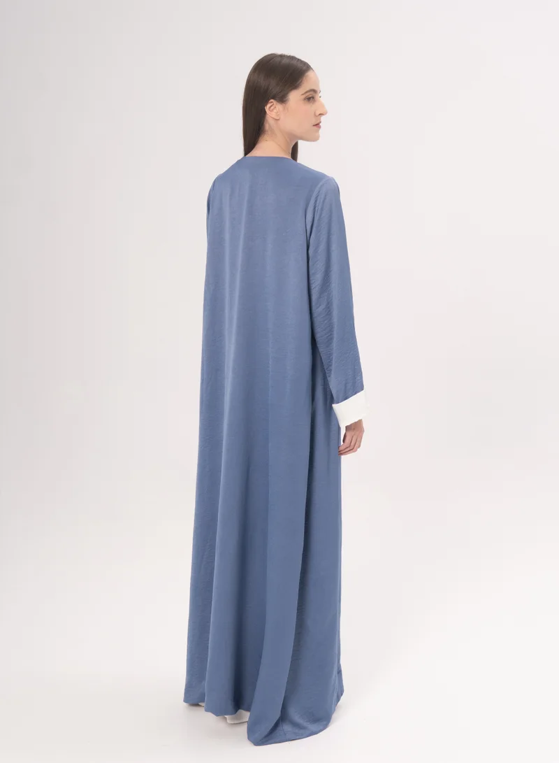 Hadiyath Al Madinah Sky Blue Open Abaya - HM