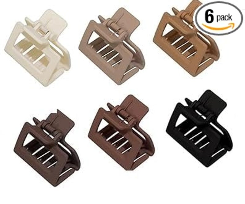 Magrido Medium Hair Clutcher Clips for Women & Girls | 2" Matte Finish Rectangle Claw Clips for Thin to Medium Hair | Non-Slip Multicolor Jaw Clips – Pack of 6 (Warm Shades) - Image 2