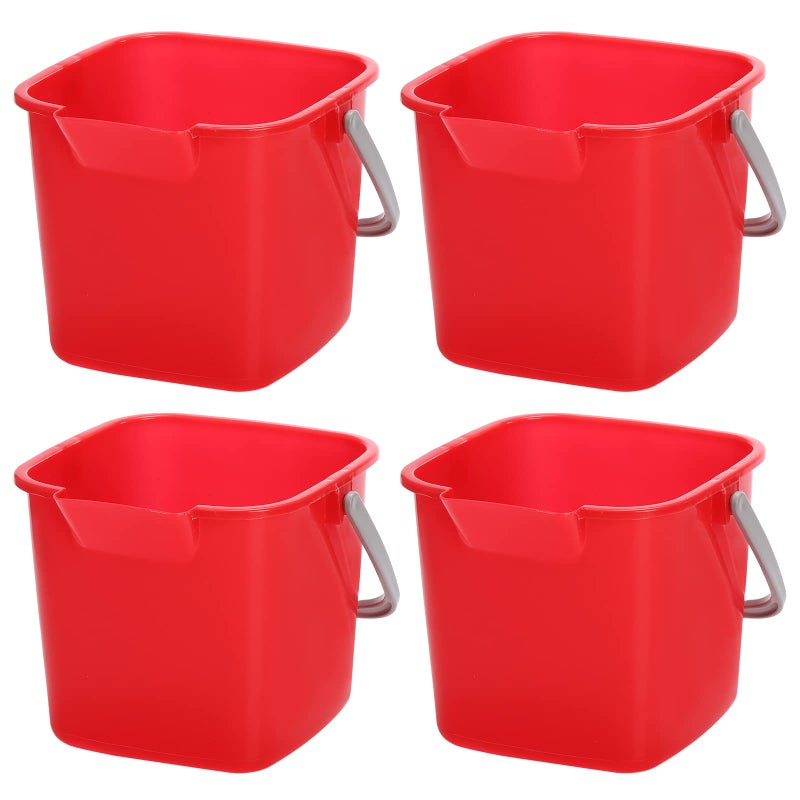Peohud 4 Pack Sanitizing Buckets  3 Quart Small Cleaning Pail  Square Detergent Bucket With Spout And Handle For Home  Offices  School  Commercial Use - Image 1