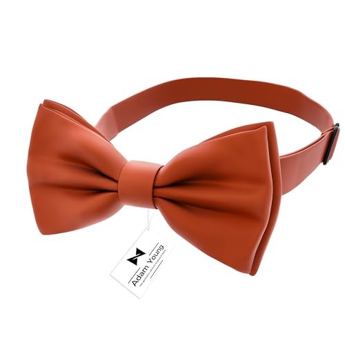 Adam Young Men's Tiger Carrot Bow Tie Pre-Tied Style Formal Satin Classic Bowtie for Tuxedo Faux Silk (Large, Burnt Orange) - Image 2