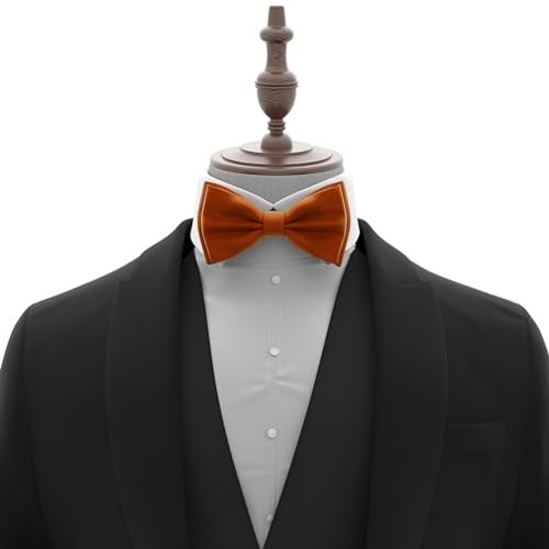Adam Young Men's Tiger Carrot Bow Tie Pre-Tied Style Formal Satin Classic Bowtie for Tuxedo Faux Silk (Large, Burnt Orange) - Image 4