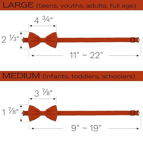 Adam Young Men's Tiger Carrot Bow Tie Pre-Tied Style Formal Satin Classic Bowtie for Tuxedo Faux Silk (Large, Burnt Orange) - Image 5