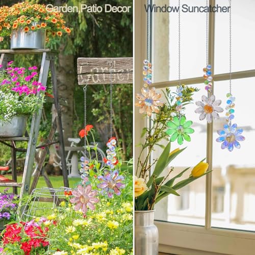 LUMITI 6pcs Crystal Sunflower Suncatchers Hanging Ornaments, Rainbow Maker Sun Catchers Indoor Window Outdoor Patio Garden Decor Gifts (Multicolor) - Image 5
