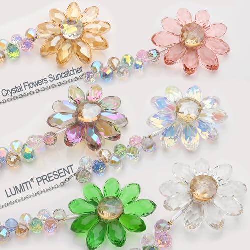 LUMITI 6pcs Crystal Sunflower Suncatchers Hanging Ornaments, Rainbow Maker Sun Catchers Indoor Window Outdoor Patio Garden Decor Gifts (Multicolor) - Image 2