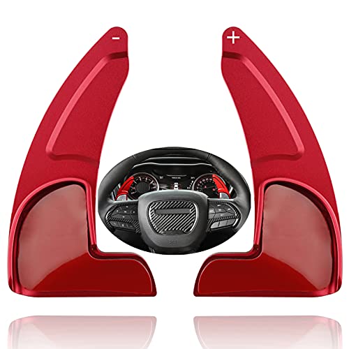 ELONN Paddle Shifter Extension for Dodge Charger,Challenger - Billet Aluminum Steering Wheel Paddle Shifters Covers Compatible with Dodge Charger,Challenger,Durang and More (See Fitment) - Red - Image 1