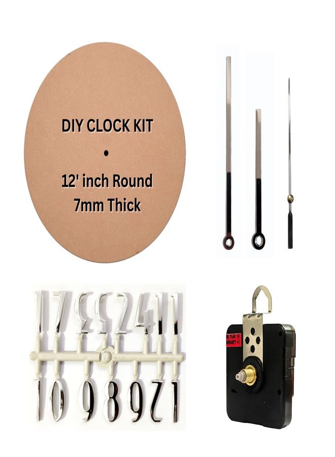 Epoxy Fusion 12 inch DIY Resin Clock Making kit, Round MDF Base (7mm Thick) for DIY Clocks and Resin Art (Silver State Pati) - Image 1