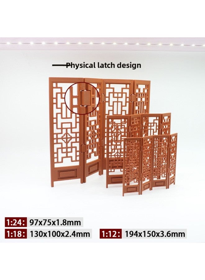 12 Points Mini Screen Antique Imitation Wooden Partition Doll House Simulation Furniture Model Miniature Scene Decoration Small Ornaments-Color:1:12 Ancient Style Screen - Image 4