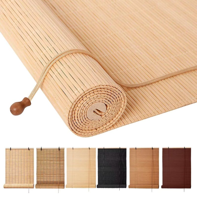 BAYUE Bamboo Blinds, Easy to Install Bamboo Shades for Indoor Windows, Custom Sizes Roller Shades for Indoor Windows, Roll Up Blinds Indoor Outdoor Patio - Image 1