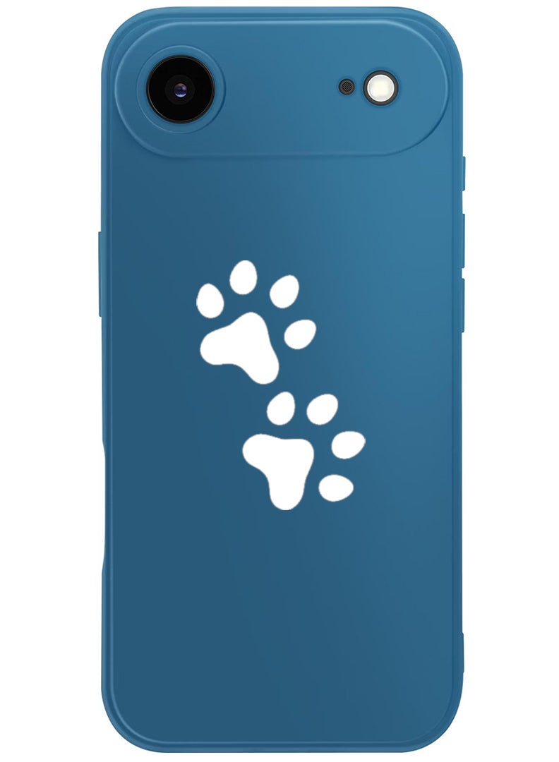 Theodor Protective Slim Fit Case Liquid Silicone Cover with Full Body Protection Anti-Scratch Shockproof Case For Apple iPhone 17 Air (Blue) Paw - White - Image 1