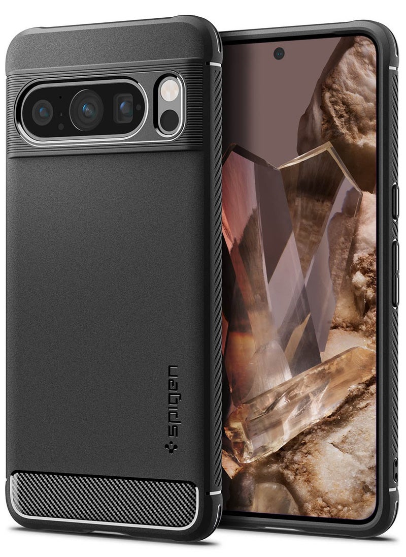 Spigen غطاء حماية متين لهاتف Google Pixel 8 PRO مصنوع من ألياف الكربون - أسود غير لامع  - Image 1