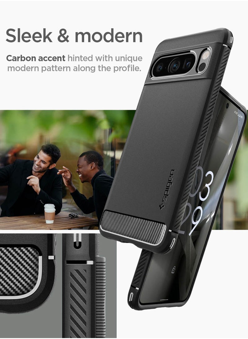 Spigen غطاء حماية متين لهاتف Google Pixel 8 PRO مصنوع من ألياف الكربون - أسود غير لامع  - Image 3