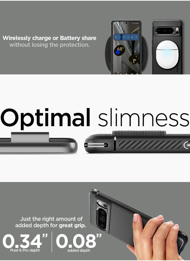 Spigen غطاء حماية متين لهاتف Google Pixel 8 PRO مصنوع من ألياف الكربون - أسود غير لامع  - Image 5