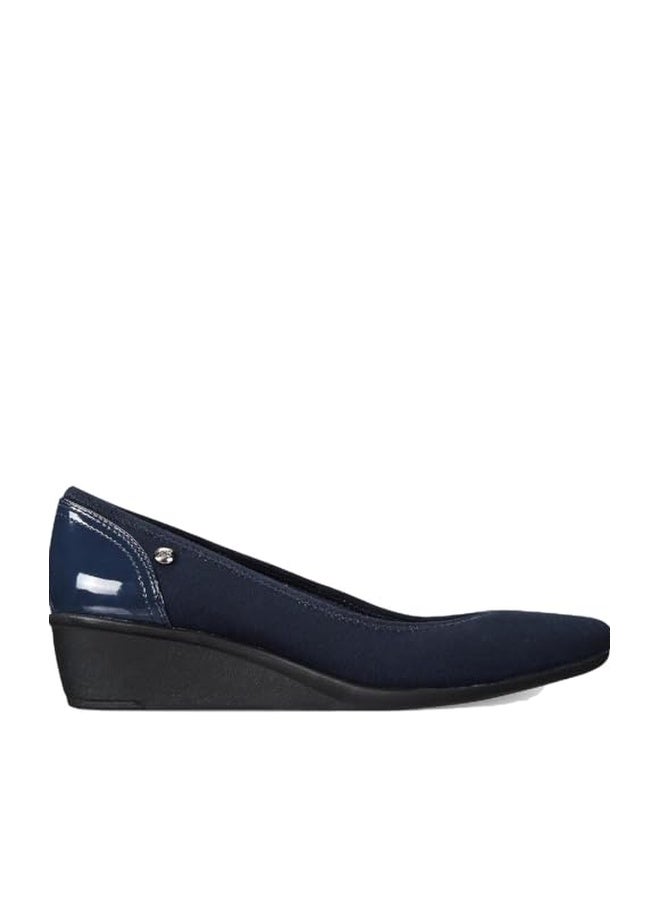 ANNE KLEIN AK Anne Klein Sport Women's Wisher Fabric Wedge Pump, Navy, 8.5 M US - Image 1
