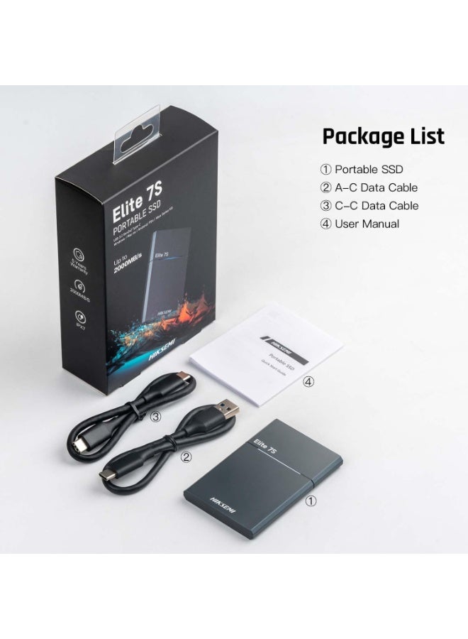 HIKSEMI هكسيمي SSD خارجي محمول 1 تيرابايت، سرعة قراءة وكتابة تصل إلى 2000 ميجابايت/ثانية، USB 3.2 جين 2x2 NVMe محركات الحالة الصلبة الخارجية، مستوى مقاومة الماء IPX7 - النخبة 7S - Image 2