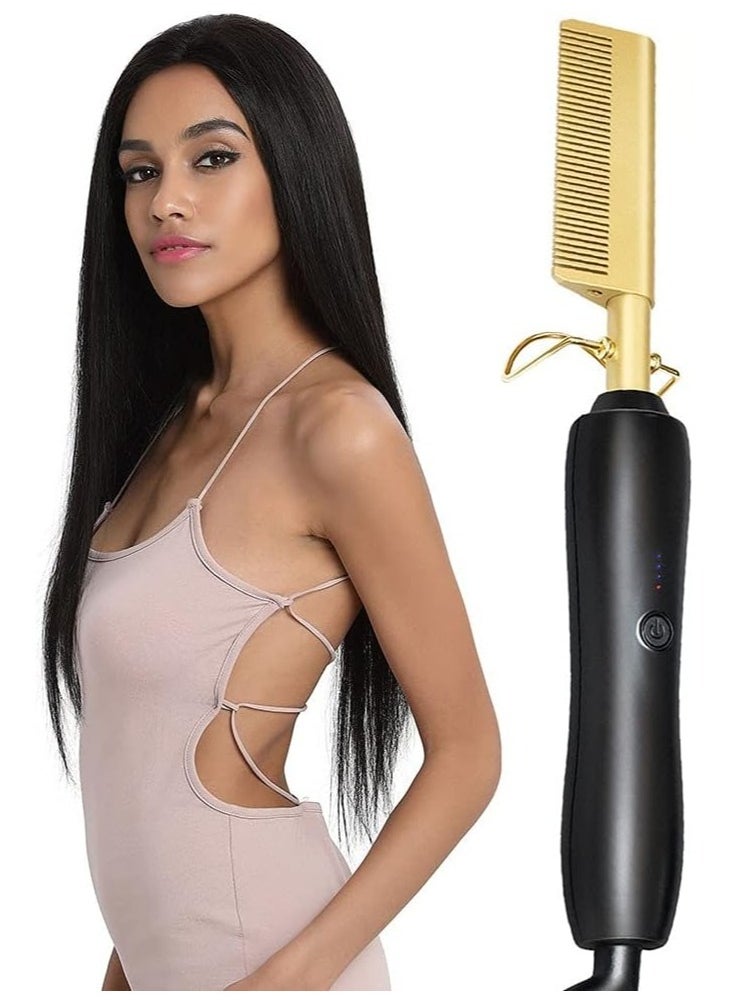 ELTRAZONE Heating Comb Straightener Electric Hot Comb Flat Iron Hair Straightening Brush Smoothing Iron Comb Hair Straightener Brush  - Image 1