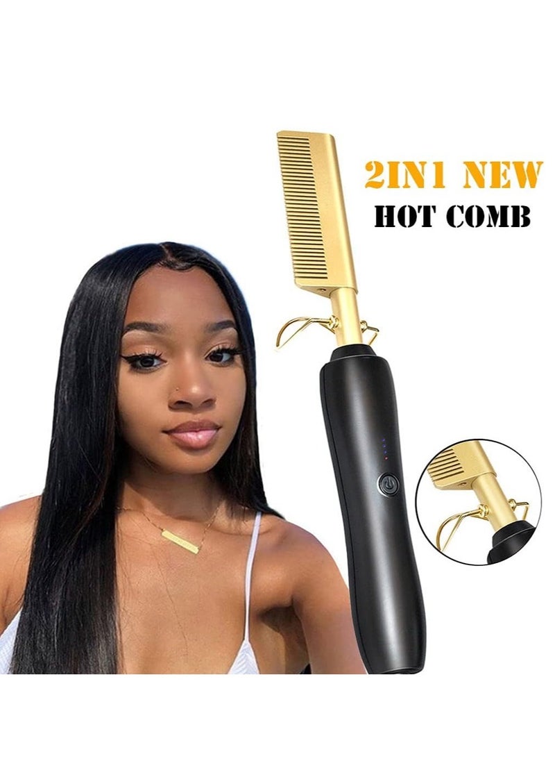 ELTRAZONE Heating Comb Straightener Electric Hot Comb Flat Iron Hair Straightening Brush Smoothing Iron Comb Hair Straightener Brush  - Image 3