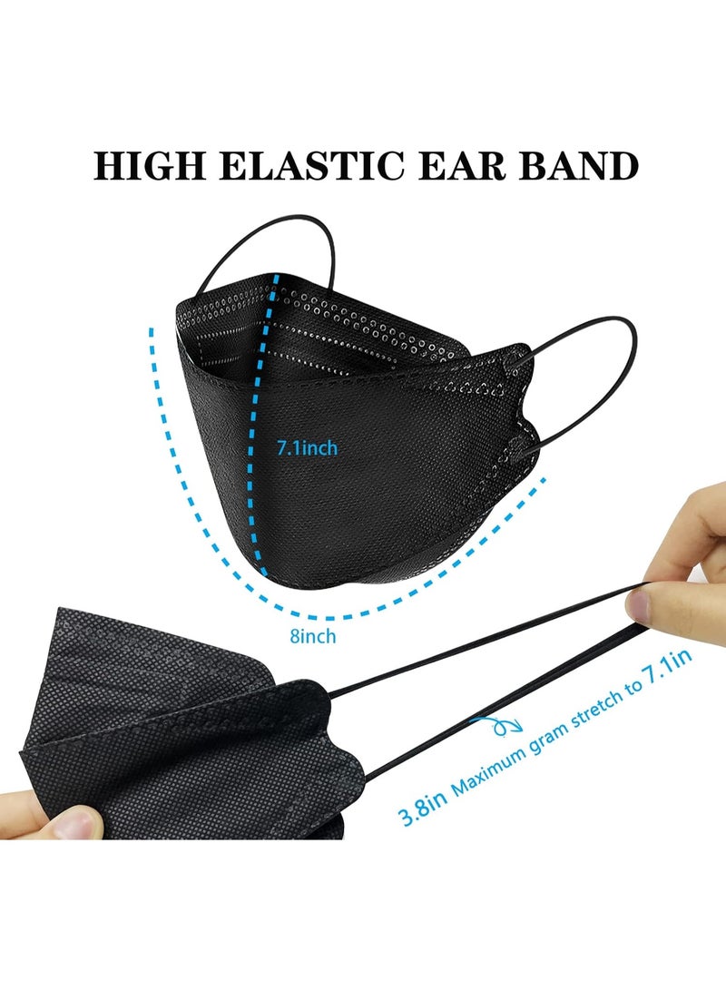 40 كمامة KN95 للاستخدام مرة واحدة، كمامات فردية مغلفة، كمامة من أربع طبقات بتصميم فم السمكة قابلة للتنفس مع رباط أنف قابل للتعديل، مريحة وجيدة التهوية. للاستخدام الخارجي واليومي (20 كمامة سوداء، 20 كمامة بيضاء). - Image 3