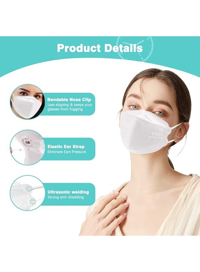 40 كمامة KN95 للاستخدام مرة واحدة، كمامات فردية مغلفة، كمامة من أربع طبقات بتصميم فم السمكة قابلة للتنفس مع رباط أنف قابل للتعديل، مريحة وجيدة التهوية. للاستخدام الخارجي واليومي (20 كمامة سوداء، 20 كمامة بيضاء). - Image 5