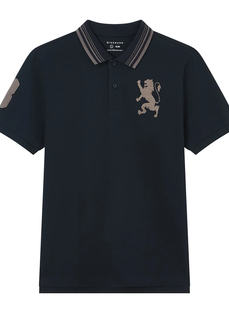 GIORDANO  Men’s Cotton Slim Polo with 3D Lion Embroidery for Men | Best Price UAE