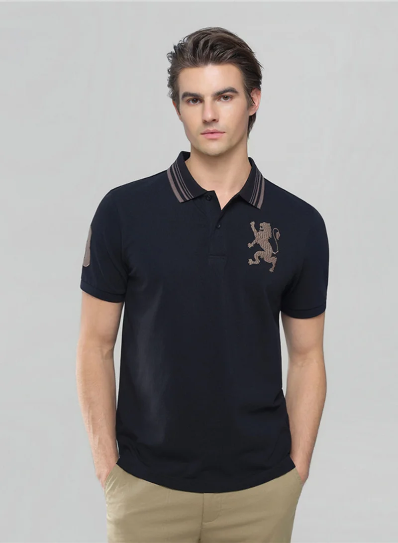 Men’s Cotton Slim Polo with 3D Lion Embroidery