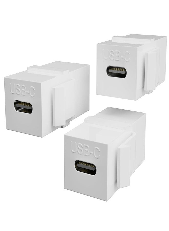 PANPEO USB C Keystone Jack Insert Adapters Female to Female Inserts Connector Interface Coupler Socket Adapter Port for Wall Plate Outlet Panel (3 Pack - White) - Image 1
