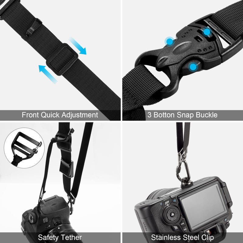 ARVOK Camera Strap - Adjustable Shoulder Strap with Wrist Strap for Nikon Canon Sony Fuji DSLR - Image 3
