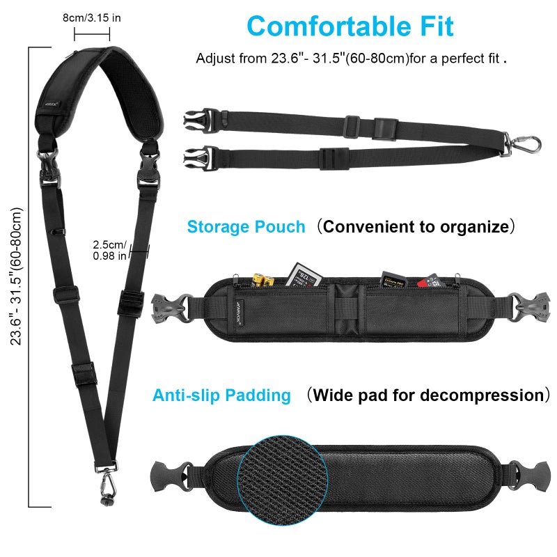 ARVOK Camera Strap - Adjustable Shoulder Strap with Wrist Strap for Nikon Canon Sony Fuji DSLR - Image 5