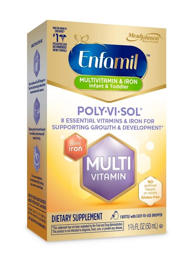 Enfamil قطرات مكملات الفيتامينات المتعددة بولي في سول مع الحديد 50 مل - Image 1
