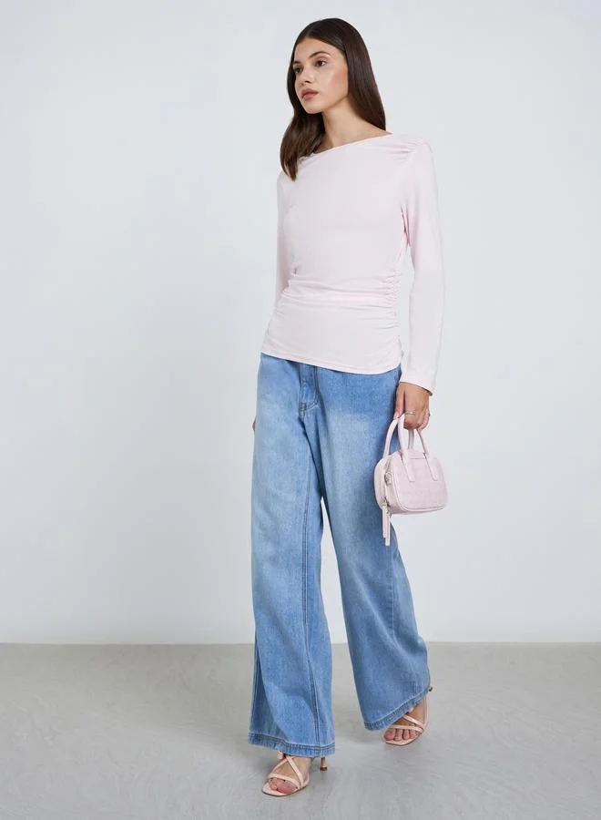 Styli Styli Pink Long Sleeve Knit Top