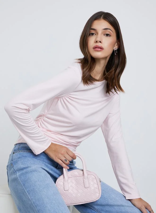 Styli Styli Pink Long Sleeve Knit Top