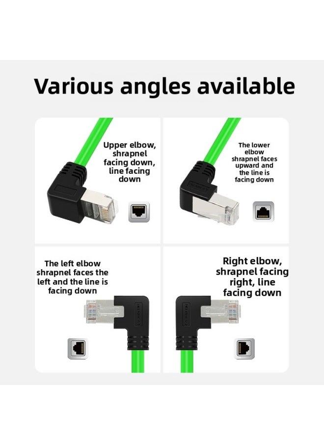 Generic Super Six-class Network Cable Elbow High Flexible Drag Chain Shield Gigabit Industrial Camera Network Cable Office Router Network Jumper-Color:Green (straight To Bend)-Line Length:0.5 M  - Image 3