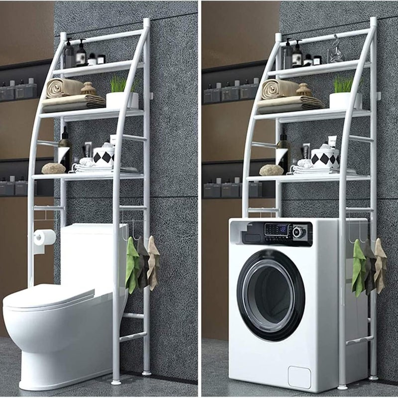cosyinn Bathroom Space Saver, Bathroom Shelf, Toilet/Washing Machine Organizer Stand, 3-Tier Towel Storage Rack Holder Over The Bathroom Shelf Organizer - White (Size: 65x166cm) - Image 3