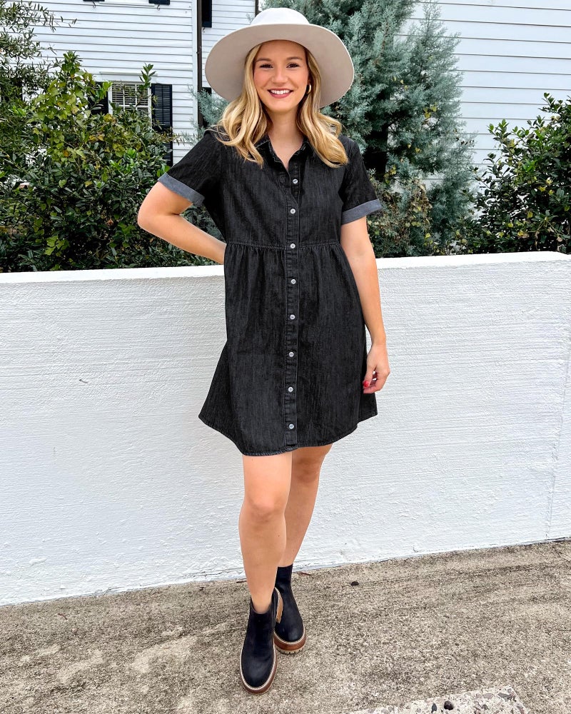 GRAPENT Cute Fall Clothes for Women Dresses for Special Occasions Casual Dress for Women Summer Black Dresses for Women Elegant Black Short Dress Black Dress for Funeral Vintage Black Size L - Image 5