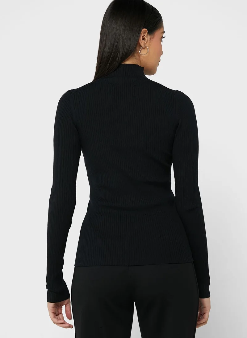 CALVIN KLEIN Ribbed Button Detail Top