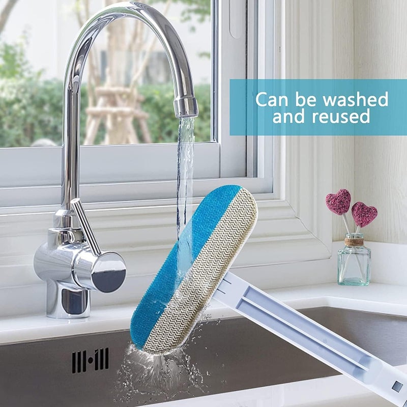 AIMERS 4in1 Multifunctional Window Screen Cleaner Brush Set Professional Squeegee Pet Hair Remover Grout Scrubber Mesh Cleaner Wet Dry Dual Purpose Tool for Home Bathroom Glass Cleaning - Image 4