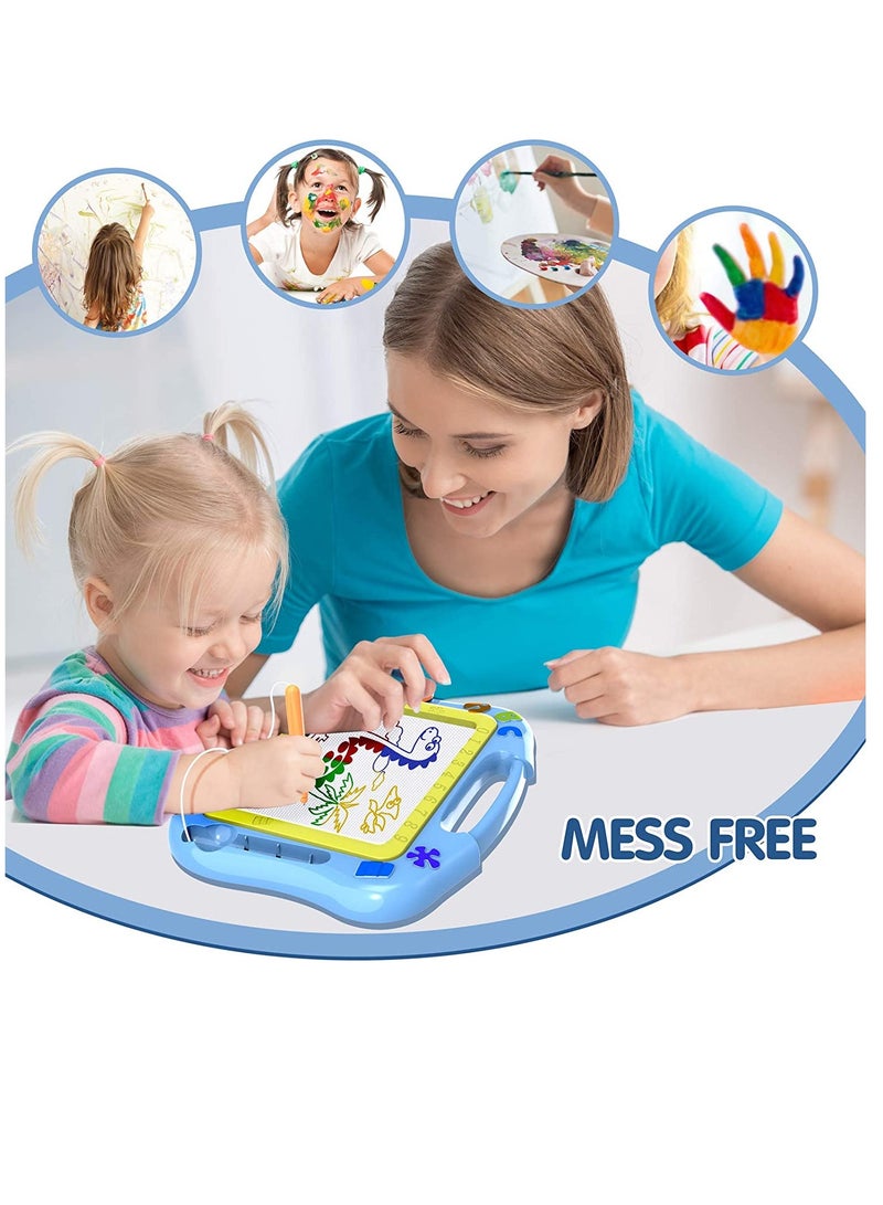 SYOSI Magnetic Drawing Board table with Stamps Erasable Magnet Writing Sketching Pad for Toddlers Learning   Education Doodle Toys for 1 2 3 4 Year Old Kids, Birthday Gift Blue drawing board+8pcs card - Image 4