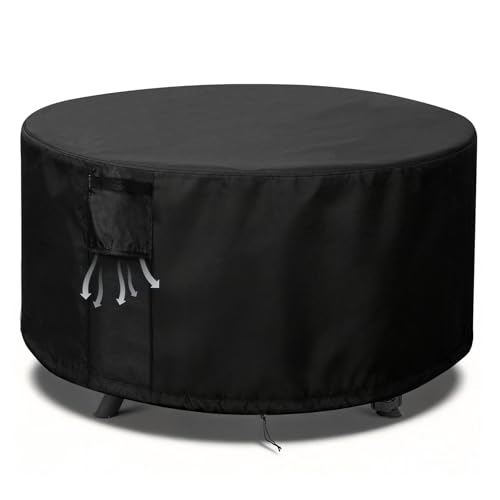 TheElves Fire Pit Cover Round 42in Firepit Covers Round Waterproof Heavy Duty for 4142 Inch Propane Firepits Gas Firepits Fireplace Fire Table Fire Ring 42D x 22H - Image 1