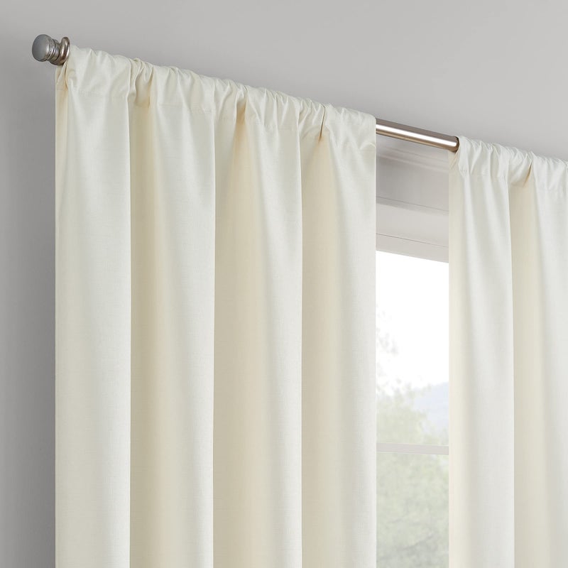 إكليبس Eclipse Kendall Modern Blackout Thermal Rod Pocket Window Startain لغرفة النوم أو غرفة المعيشة (لوحة واحدة) 42 × 95 العاج - Image 4