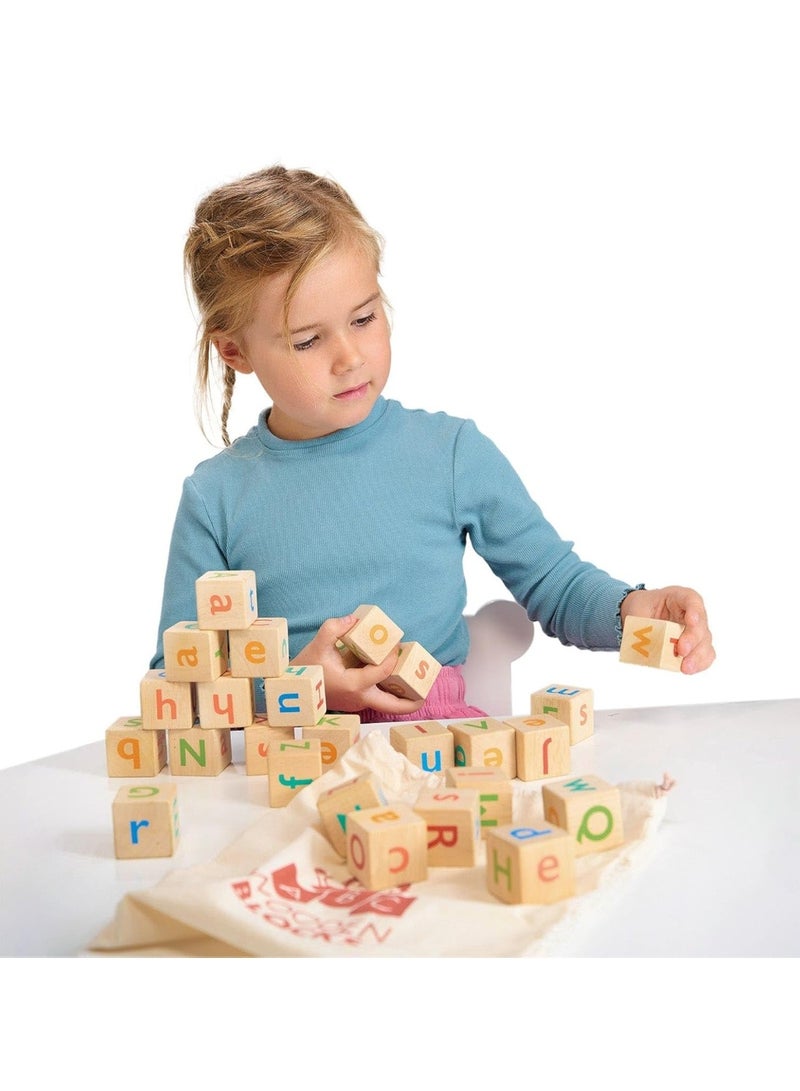 Wooden ABC Alphabet Blocks Set with Storage Box, Colorful Letter Cubes Montessori Educational Toy for Early Learning, Spelling, Phonics and Language Development for Kids - Image 3