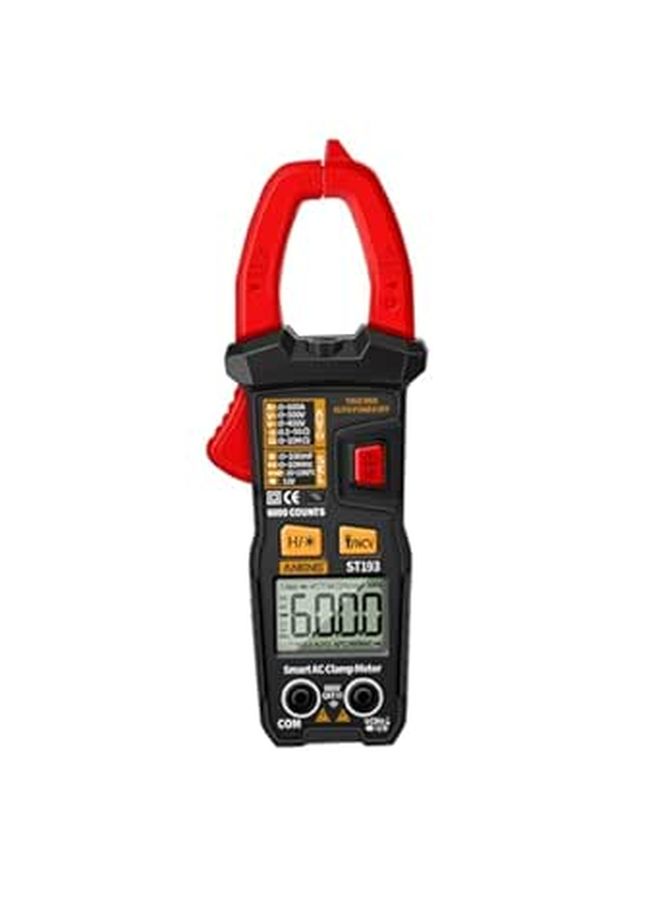 Auto Ranging Digital Clamp Meter Multimeter ST193 AC DC Volt Current Tester Buzzer Portable Clamp Ammeter For Electrical Repair Home Industrial Use Red - Image 1