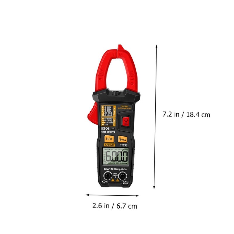 Auto Ranging Digital Clamp Meter Multimeter ST193 AC DC Volt Current Tester Buzzer Portable Clamp Ammeter For Electrical Repair Home Industrial Use Red - Image 3