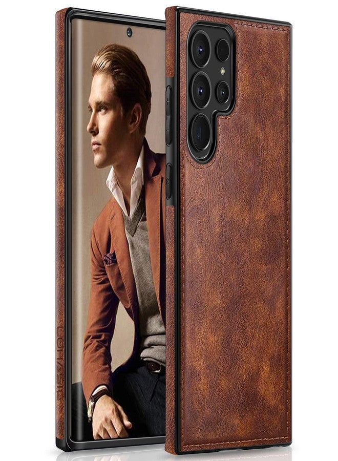 LOHASIC جراب LOHASIC لهاتف Galaxy S23 Ultra، مصنوع من الجلد الفاخر عالي الجودة، بتصميم أنيق وعملي، ومقبض مانع للانزلاق، ومقاوم للصدمات، يوفر حماية كاملة للهاتف، متوافق مع Samsung Galaxy S23 Ultra 5G مقاس 6.8 بوصة - بني - Image 1