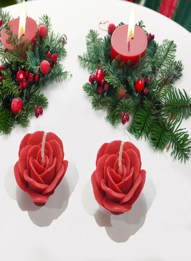 SCIIAN Rose Candles for Home Decor | Scented Candle for Gift Set | Decorative Candles for Valantine Day | Aesthetic Aroma Candle (Pack of 2) - Image 2