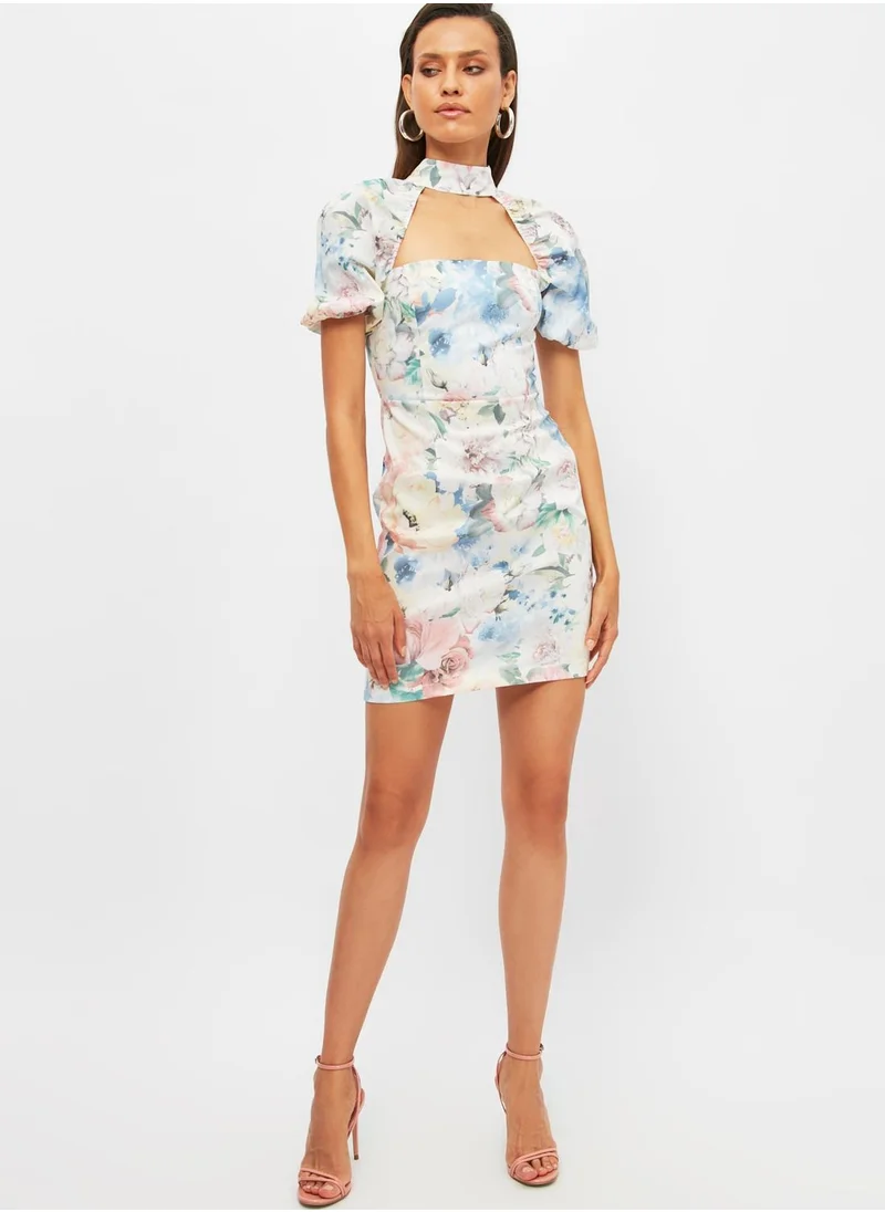 trendyol Floral Print Bodycon Dress