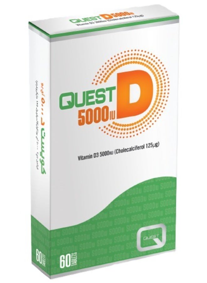 Quest D 5000 IU Vitamin D3 Supplement – 60 Tablets | Supports Immunity, Bones & Muscle Health - Image 2