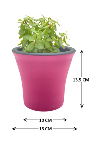 garbnoire Self Watering Flower pots 6” Virgin Plastic Indoor Outdoor Balcony Flower Pot with Outer Flower Pot and Inner Plate- Pack of (Dark Pink, 3) - Image 3
