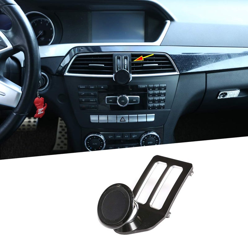 حامل هاتف محمول لمركز تهوية السيارة من سبائك الألمنيوم الأسود لمرسيدس بنز C Class W204 C180 C200 2008-2013