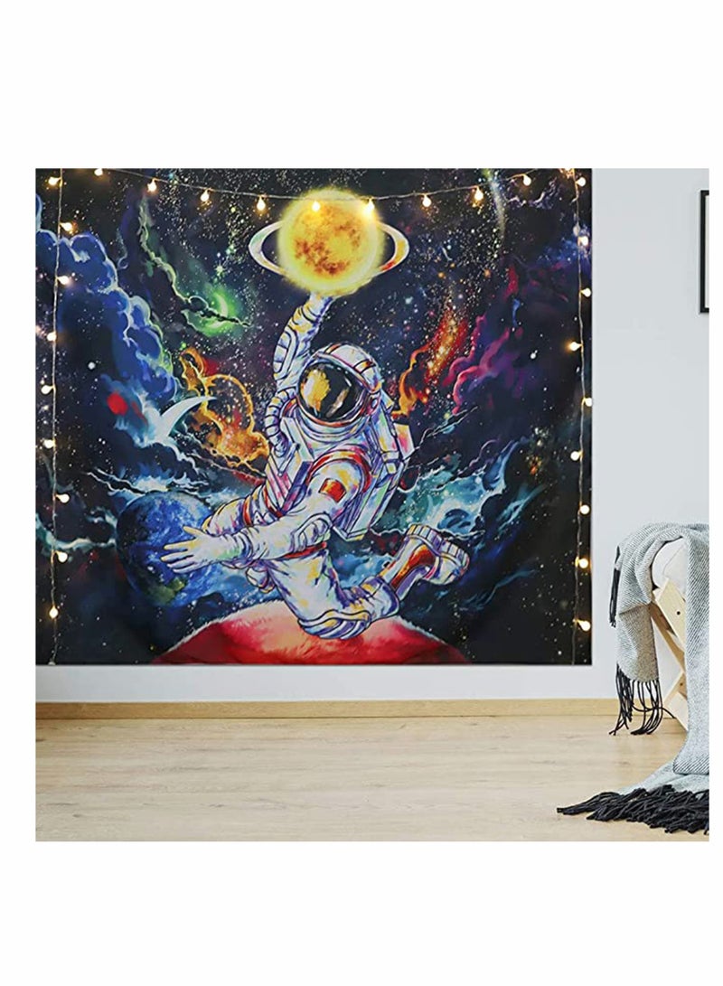 Excefore Trippy Astronaut Tapestry Galaxy Space Poster Fantasy Universe Planets Starry Sky Tapestry Bohemian Tapestry Wall Hanging Art Decor for Living Room Bedroom(150x130CM)  - Image 5