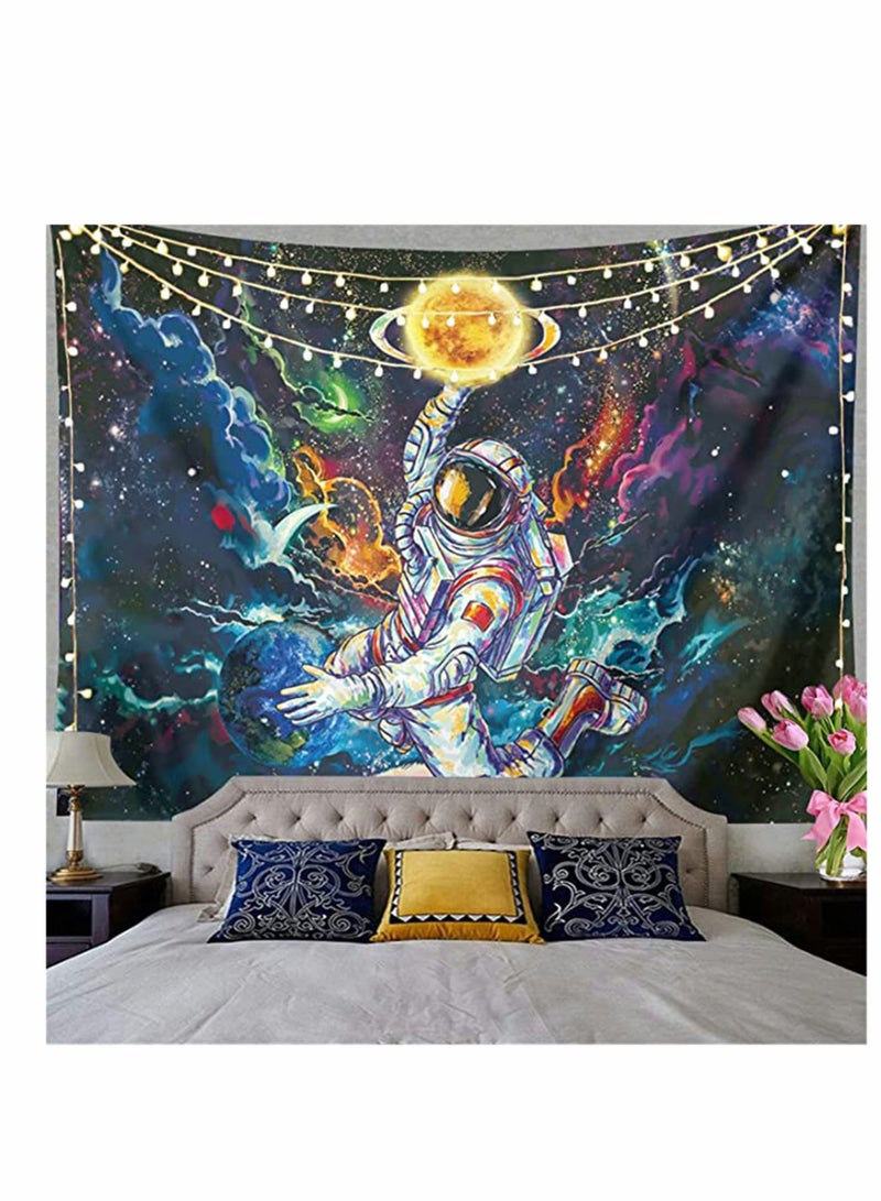 Excefore Trippy Astronaut Tapestry Galaxy Space Poster Fantasy Universe Planets Starry Sky Tapestry Bohemian Tapestry Wall Hanging Art Decor for Living Room Bedroom(150x130CM)  - Image 2
