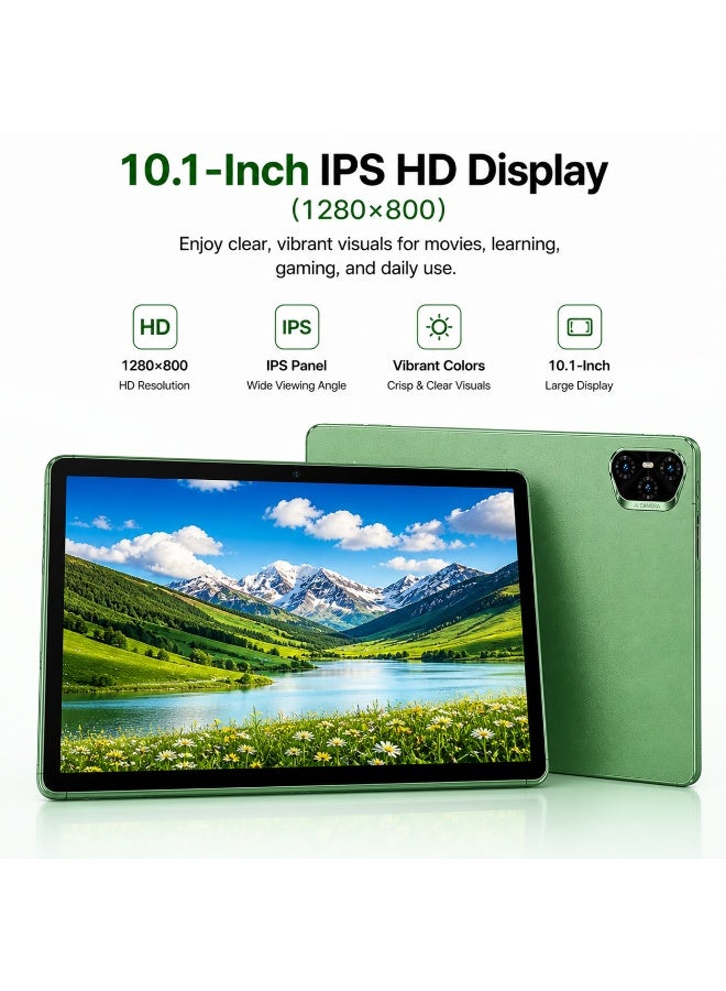 Modio Tab M42 Tablet 10.1" IPS HD, 8GB RAM 512GB Storage, Android 13, 10000mAh, Dual SIM WiFi, 13MP Camera, Keyboard Mouse Pen Bundle – Green - Image 3